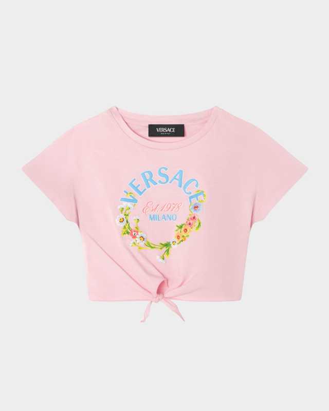 Girl's Floral & Logo-Print Knotted T-Shirt, Size 12M-